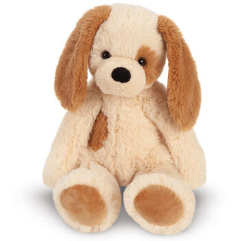 15" Buddy Puppy - Front view of seated tan Puppy with brown ears and spot
