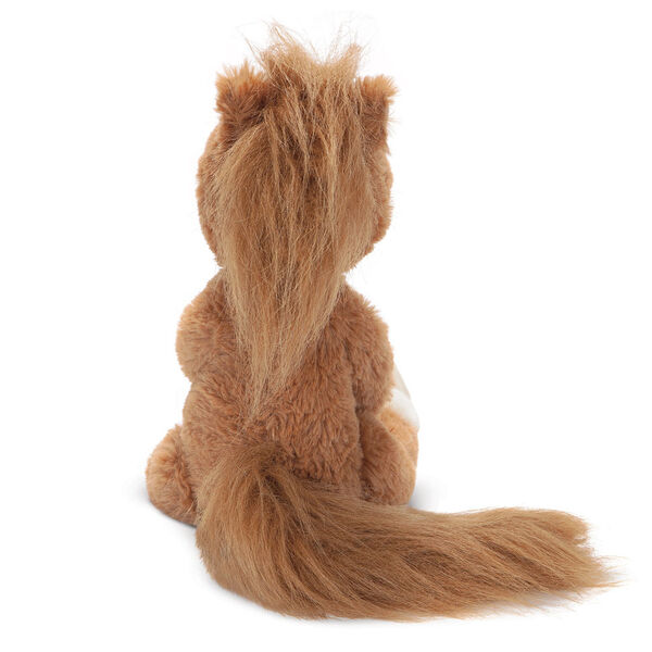 15" Buddy Pony - Back view of seated golden brown horse with brown mane and tail