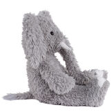 18" Oh So Soft Elephant - Side view of seated gray Elephant with gray foot pads and white tusks and toe nails image number 7