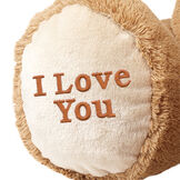 3' Hunka Love Bear - Close up of foot pad personalization "I Love You"  image number 3