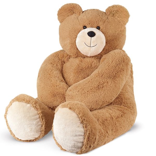 4' Big Hunka Love Bear - Seated golden brown bear with big smile, tan muzzle and feet and brown eyes image number 2