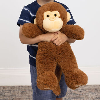 18" Oh So Soft Monkey - Front view of seated 18" cinnamon brown monkey with child