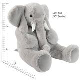 4' Cuddle Elephant - Side view of seated grey plush elephant with measurements of 48" tall or 30" seated image number 3