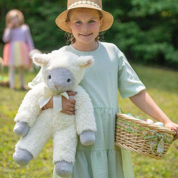 20" World's Softest Lamb - Full length ivory lamb with model in an Easter scene image number 1