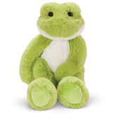15" Buddy Frog - Front view of seated plush green slim frog with white belly and brown eyes image number 3