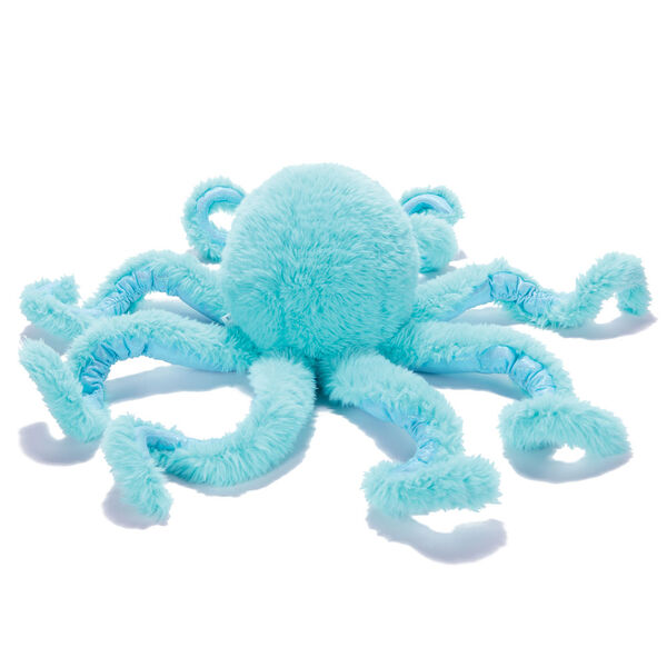 18" Oh So Soft Octopus - Back view of seated turquoise blue octopus  image number 4