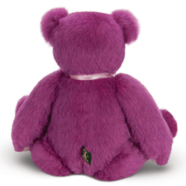 20" Special Edition La Vie En Rose Bear - Back view of jointed seated rose wine bear 