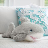 18" Oh So Soft Shark - Smiling grey and white Shark with soft teeth and pink tongue in bedroom scene image number 3