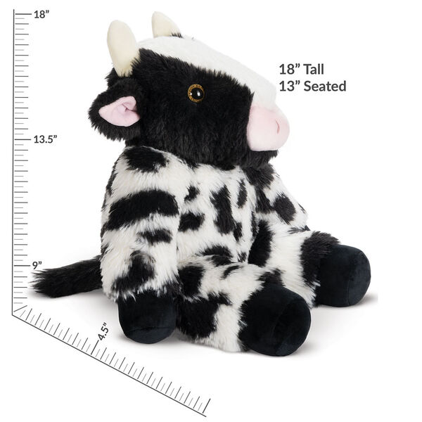 18" Oh So Soft Cow - Seated soft black and white Holstein cow with measurements of 18" tall or 13" seated