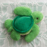 18" Oh So Soft Turtle- Green and yellow turtle in a bedroom scene image number 4