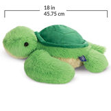 18" Oh So Soft Turtle- Side view of green and yellow turtle with measurements of 18 in or 45.75 cm long image number 3