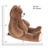 4' Cuddle Teddy Bear- Side view of seated mocha latte teddy bear with measurements of 48" tall or 30" seated image number 4