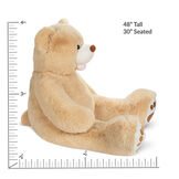 4' Bubba The Teddy Bear - Side view of tan bear with measurements of 48" tall or 30" seated image number 3