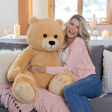 4' Boo The Loveable Big Teddy Bear - Seated light butterscotch brown bear in a living room scene as a Valentine's Day gift image number 0