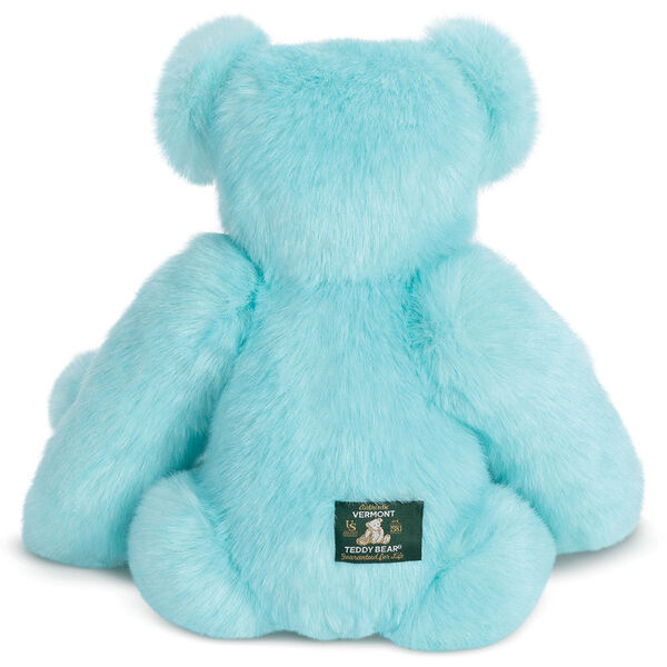 15" Blue Raspberry Lemonade Bear - Back view of jointed aqua blue bear with white paw pads