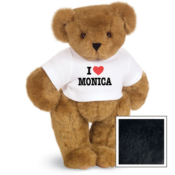 15" "I HEART You" Personalized T-Shirt Bear - Standing Jointed Bear in white t-shirt that says I "Heart" your custom name in black and red lettering - Black fur image number 7