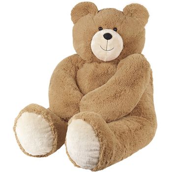 4' Giant Holiday Vermont Teddy Bear - Front view of seated honey brown bear with tan foot pads and muzzle
